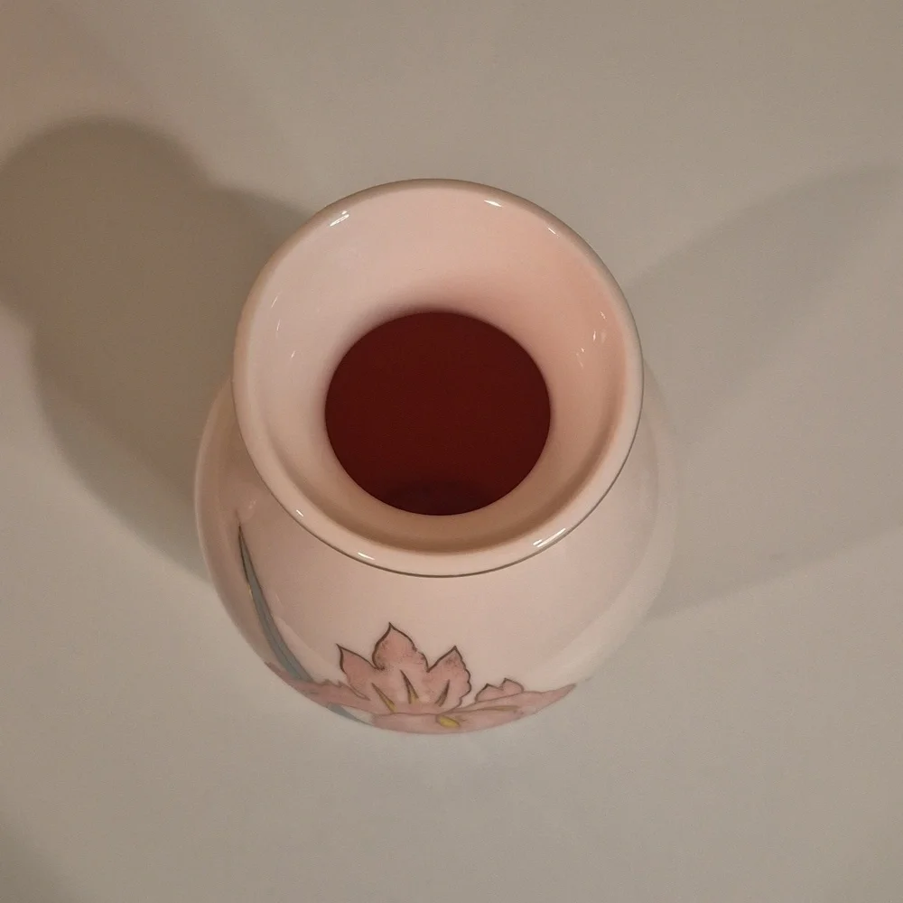 YAMA JI Vintage 80s Pink Floral Vase And Matching Lidded Ginger Jar Set - Picture 12 of 16